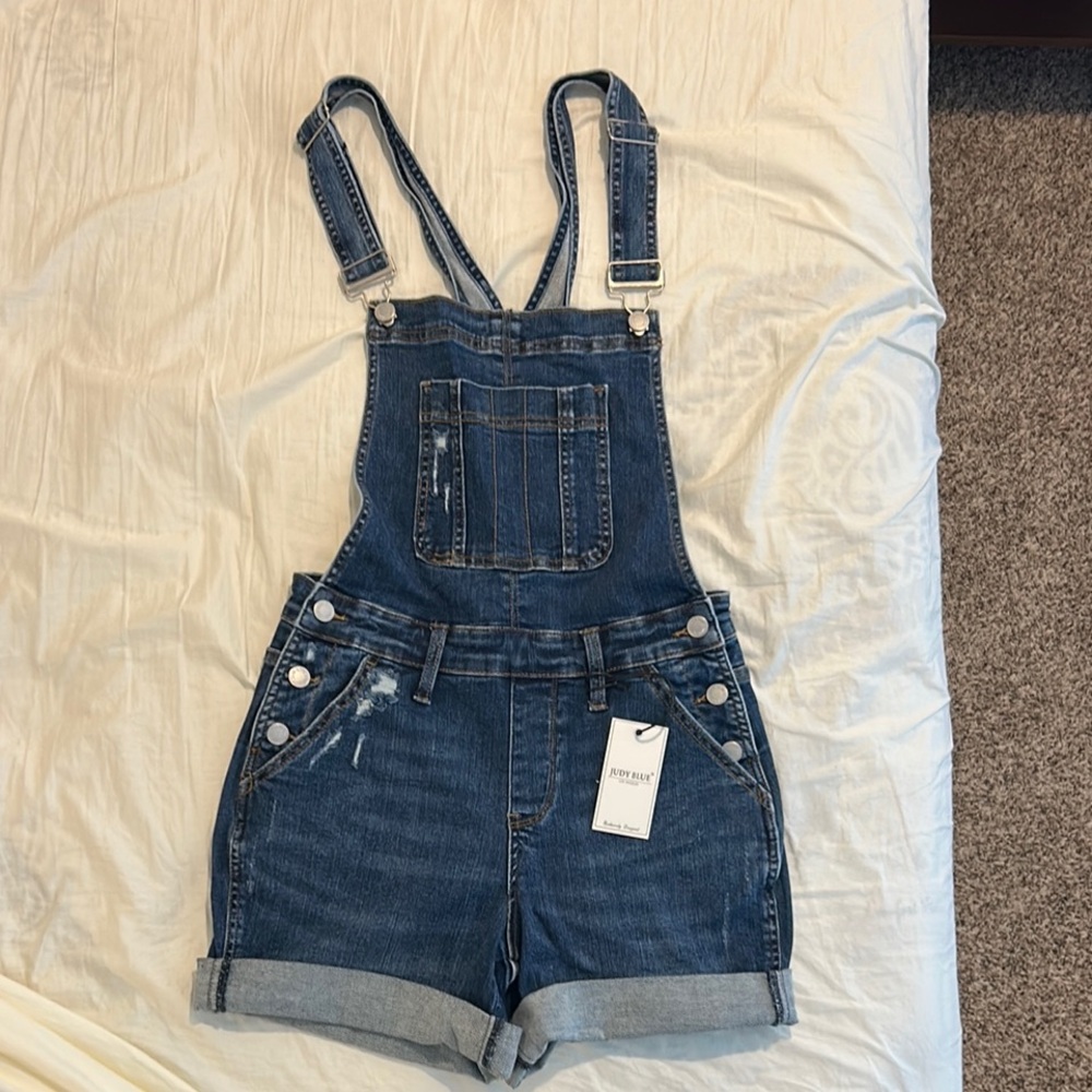 Judy Blue Denim Short Overalls Distressed